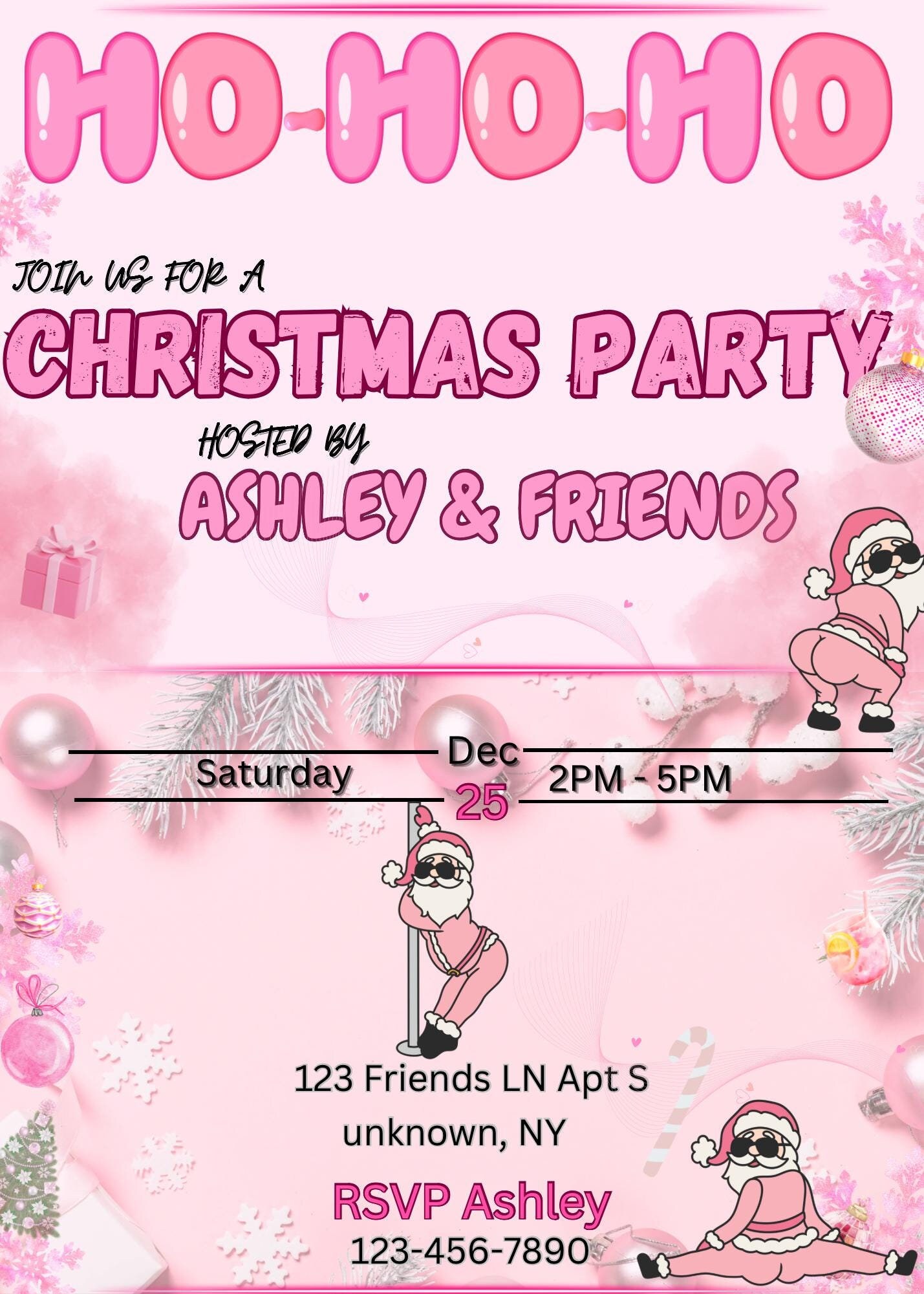 フレンズマスパーティー招待状テンプレート：楽しいクリスマス、女子会