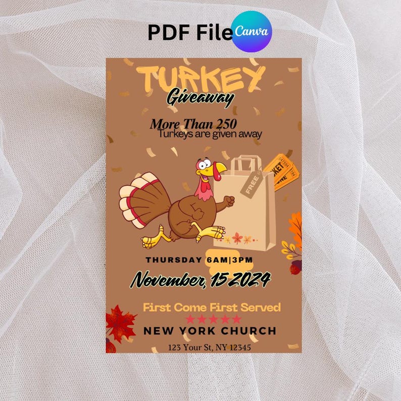 Thanksgiving Turkey Giveaway Flyer, Turkey Giveaway Template, Fall ...