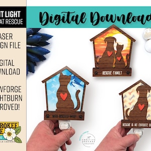 Pet Rescue Night Light Bundle - Dog and Cat Nightlights - Dog House svg - Laser Cut Nightlight - Laser Cut File [Digital File Only]