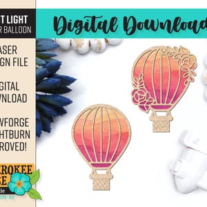 Hot Air Balloon Night Light - Night Light svg - Laser Cut Nightlight Bundle - Laser Cut File [Digital File Only]