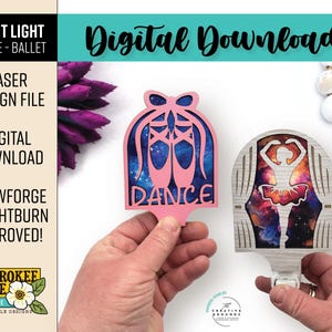 Dance Night Lights - Ballet Shoes Night Light svg - Ballerina svg - Laser Cut Nightlight Bundle - Laser Cut File [Digital File Only]
