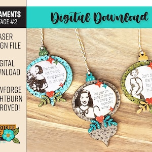 Vintage sarcasme ornamenten #2 - Retro Woman Christmas Ornaments svg - lasergesneden bestand - pdf - SVG [alleen digitaal bestand]