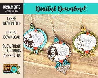 Snarky Christmas Ornament Laser Cut File: Sarcastic Retro Woman SVG, PDF (Digital Download)