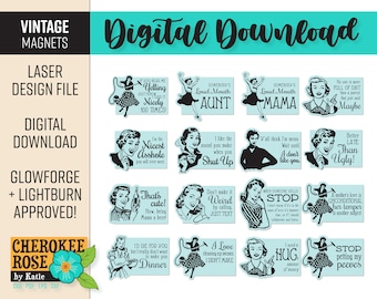Retro Woman Magnet SVG: Sarcasm Quotes, Laser Cut File (Digital Download)