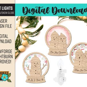 Snow Globe Night Lights - Snowman Night Light svg - Nightlight Bundle - Baby's 1st Christmas - Laser Cut File [Digital File Only]