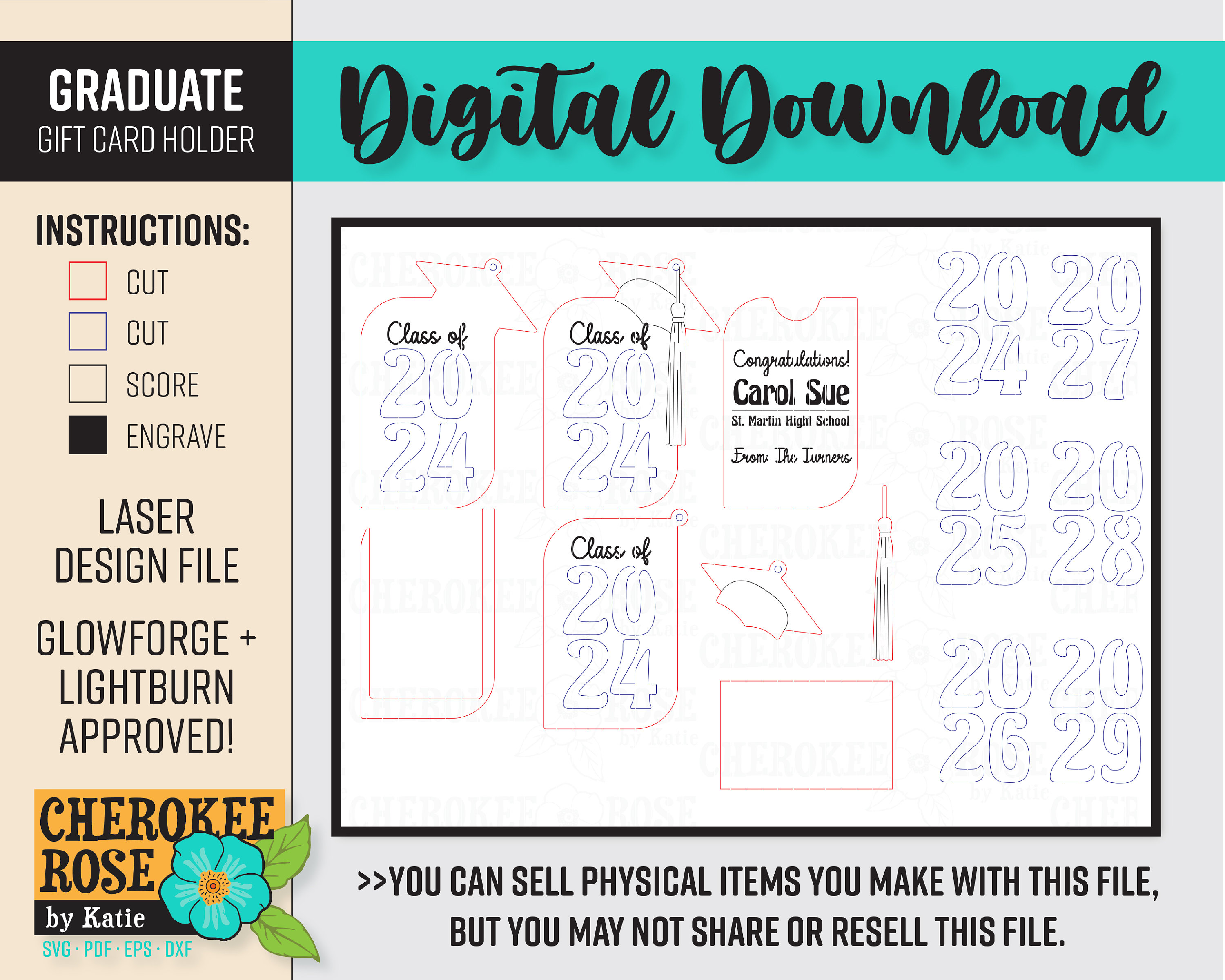 Graduation Gift Card Holder Ornament SVG – Laser Cut File (digital ...