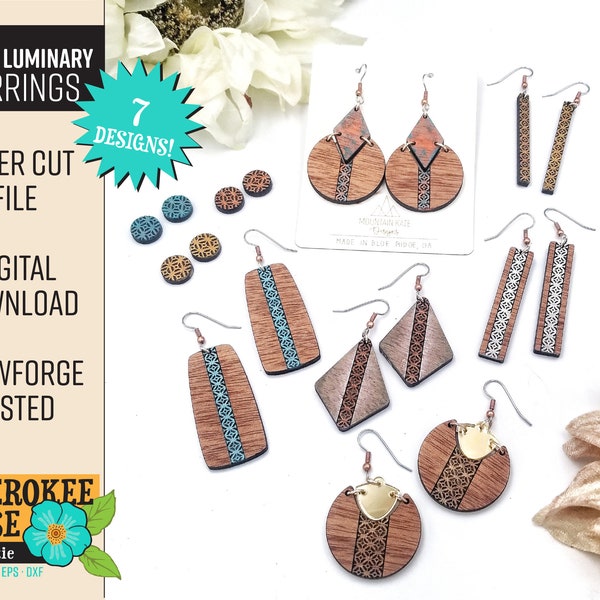 Luminary Earrings Design File - 7 Variations - Boho Style - Digital Laser File - PDF - SVG [Digital File Only]