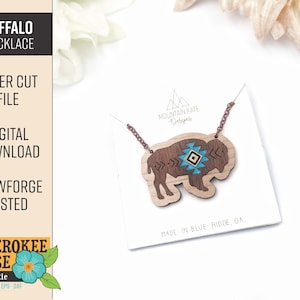 Buffalo Necklace Design File with Insets - Western Design - Aztec Design - Digital Laser File - PDF - SVG [Digital File Only]