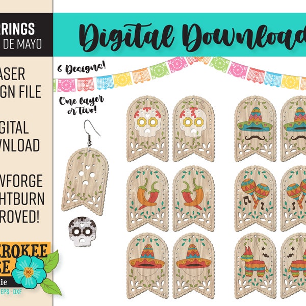 Cinco de Mayo Earring Bundle - Papel Picado - Day of the Dead - Día de los Muertos - Laser File - PDF - SVG [Digital File Only]