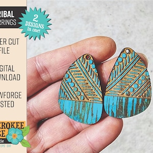 Tribal Engraved Earring Design File - Tribal svg - Digital Laser File - PDF - SVG [Digital File Only]