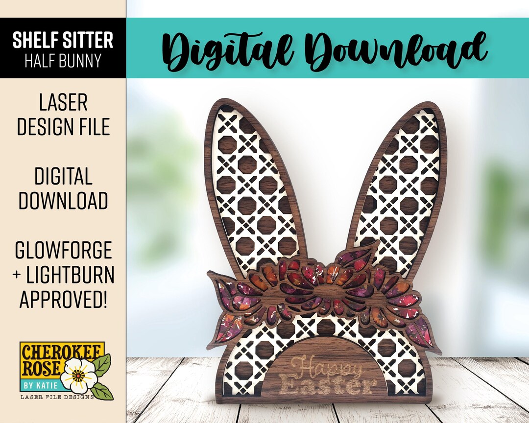 Rattan Easter Bunny Shelf Sitter SVG – Laser Cut File (digital File ...