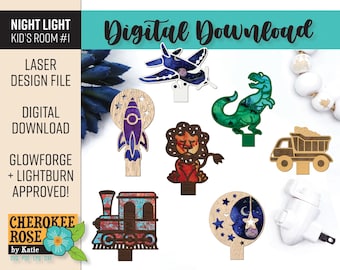Kid&#39;s Night Light Bundle - Boy&#39;s Room Night Light svg - Laser Cut Nightlights - Universal Tab Design - Laser Cut File [Digital File Only]
