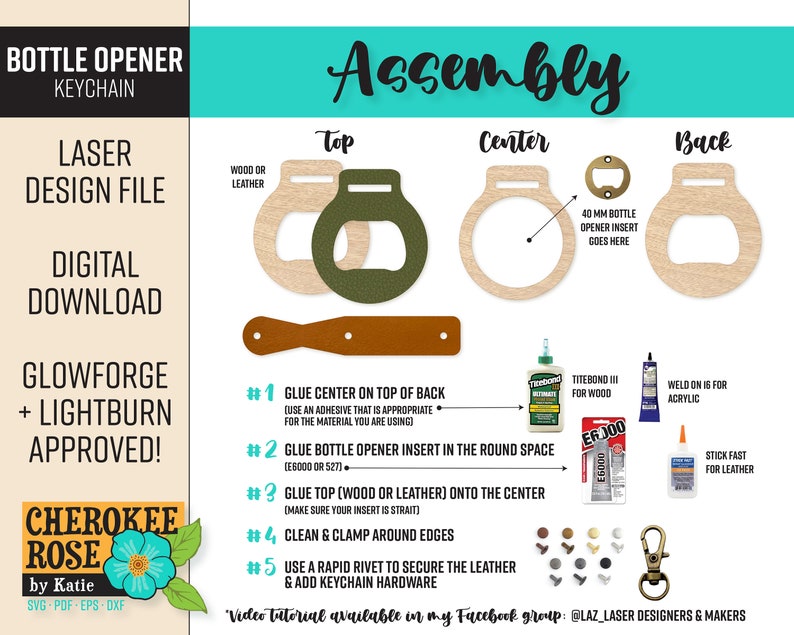Keychain Assembly Laser Cut Bottle Opener Keychain - SVG PDF Files (digital File Only) - Etsy