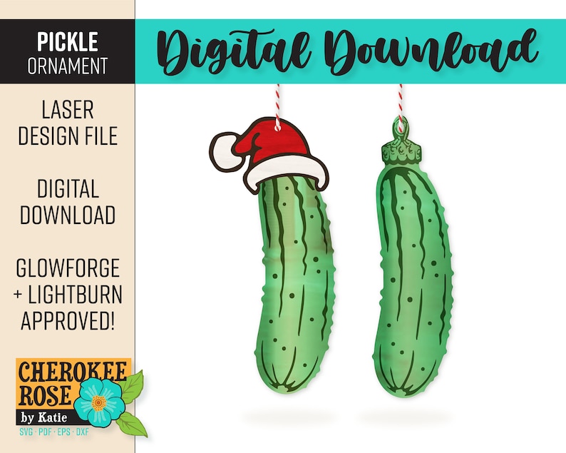 German Pickle Christmas Ornament SVG Laser Cut File (Digital File) image 1