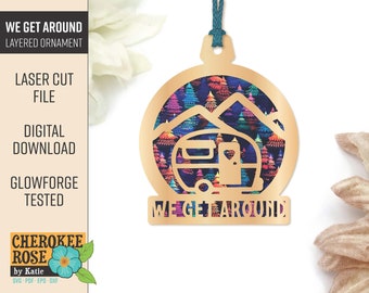 Camper Layered Ornament Design: RV Christmas SVG, Laser Cut File (Digital File Only)