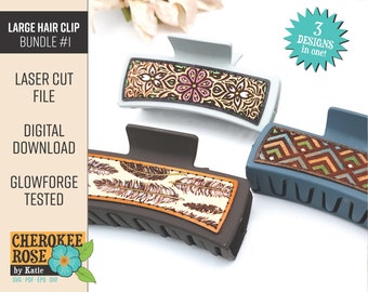 Hair Clip SVG Design Bundle: 3 Laser Cut Files (Digital Download)