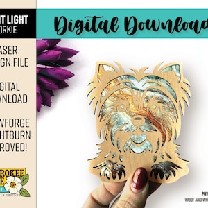 Yorkie Night Light  - Yorkshire Terrier Dog Breed svg - Laser Cut Nightlight - Laser Cut File [Digital File Only]