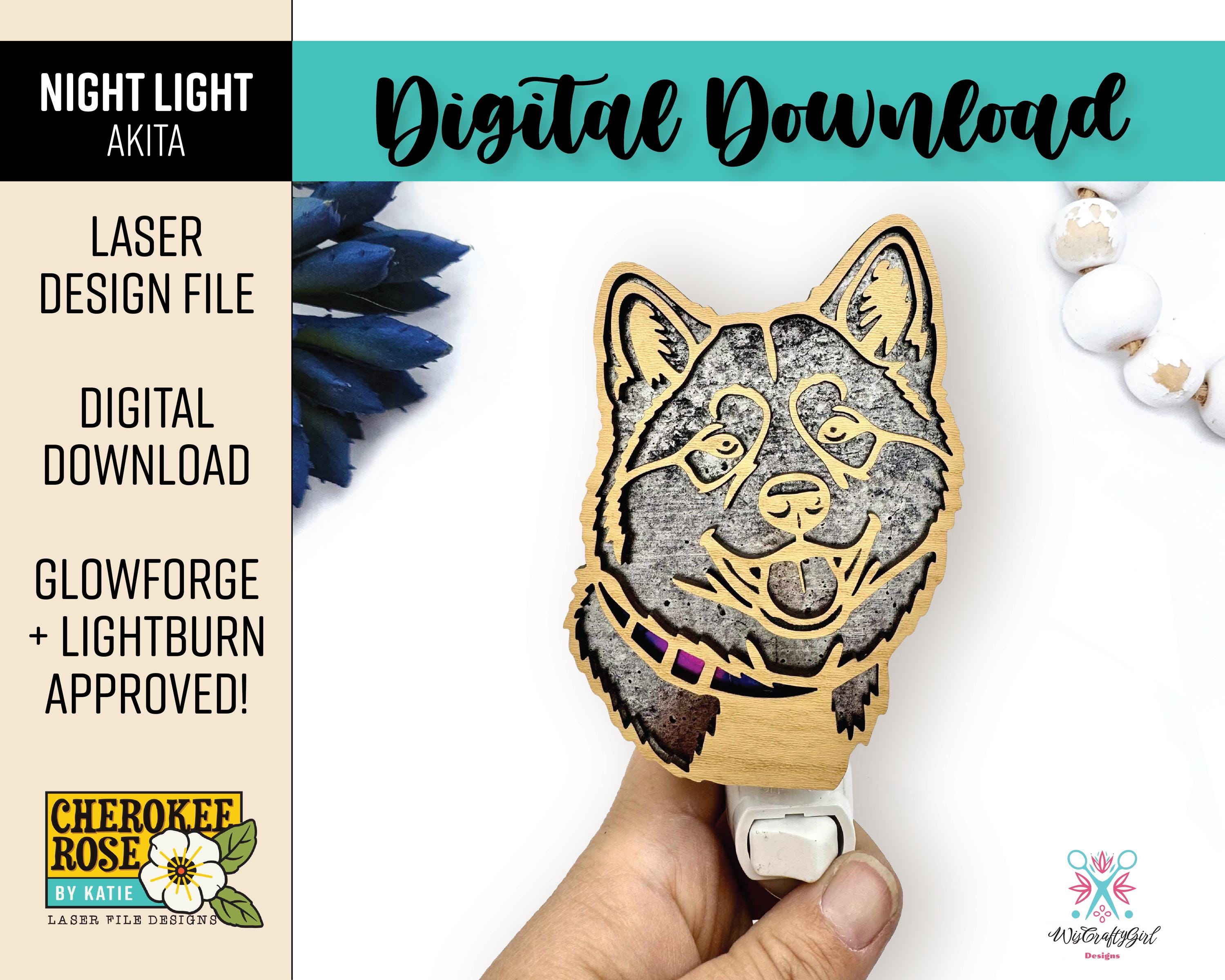 Akita Shiba Inu Night Light SVG: Laser Cut Dog Breed Design