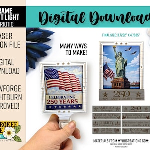 Patriotic Laser Cut Night Light SVG: Interchangeable Flex Frame (Digital File Only)