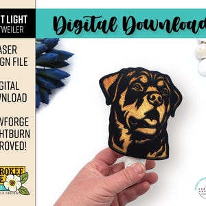 Rottweiler Night Light - Dog Nightlight - Rottweiler Dog Breed svg - Laser Cut Nightlight - Laser Cut File [Digital File Only]