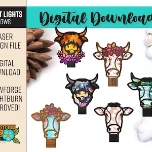 Cow Night Light Bundle - Highland Cow svg - Heifer svg - Laser Cut Nightlight - Laser Cut File [Digital File Only]