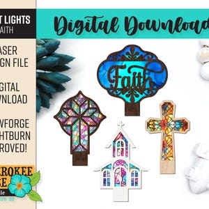 Faith Night Lights - Christian Night Light svg - Laser Cut Nightlight Bundle - Laser Cut File [Digital File Only]