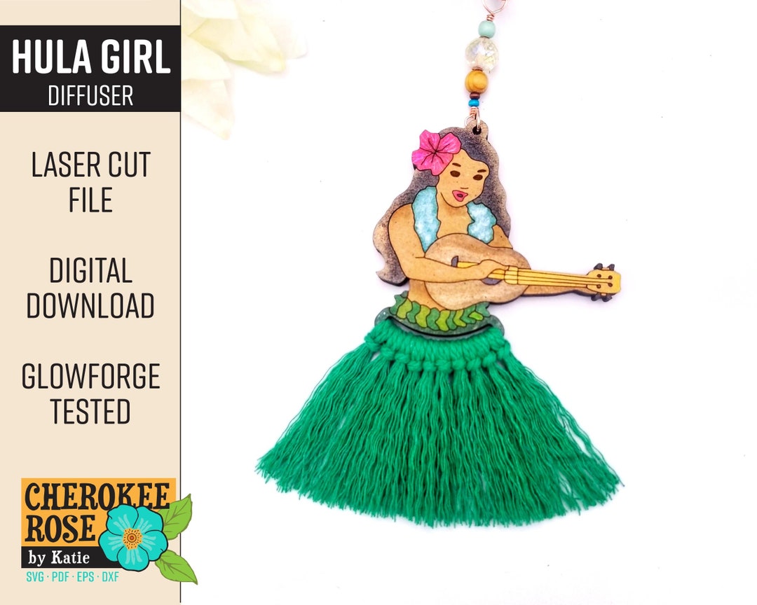 Hula Girl Car Diffuser Design File Vintage Hula Hawaii Ukulele Aloha