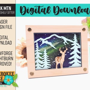 Deer Light-Up Shelf Sitter - Buck Mountain Night Light svg - Laser Layered Art - Glowforge - Laser Cut File - PDF - SVG [Digital File Only]