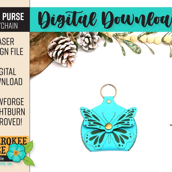 Butterfly Coin Purse Design File- Boho Keychain svg - No Sew Leather Pattern - Laser File - PDF - SVG [Digital File Only]