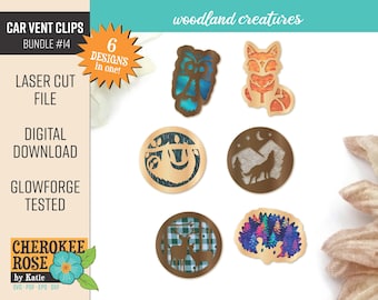Woodland Creatures Car Vent Clip Diffusers: Laser Cut File (PDF & SVG)