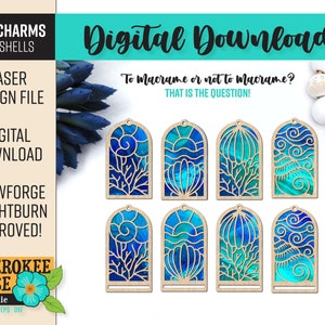 Seashell Car Charm Laser Cut File: Macrame Hanging Suncatcher (Digital File)