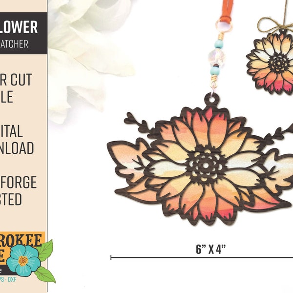 Sunflower Sun Catcher - Stained Glass Design - Fall Flower svg - Sunflower svg - Digital Laser File - PDF - SVG [Digital File Only]