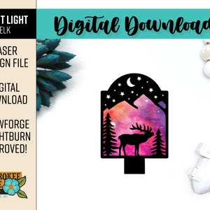 Elk Night Light - Night Light svg - Deer Nightlight - Laser Cut Nightlight - Laser Cut File [Digital File Only]