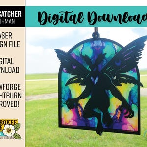 Acchiappasole mostro Mothman - Folklore della Virginia - Bestia mitologica - File laser digitale - PDF - SVG [Solo file digitale]