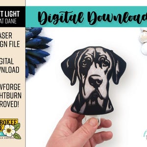 Great Dane Night Light - Large mastiff-sighthound svg -Dog Breed svg - Laser Cut Nightlight - Laser Cut File [Digital File Only]