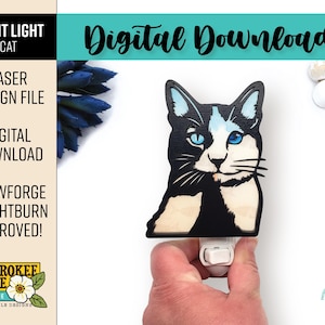 Cat Night Light - House Cat Portrait svg - Feline svg - Laser Cut Nightlight - Laser Cut File [Digital File Only]