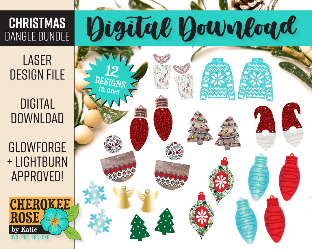 Christmas Earring Design Bundle Holiday Earrings Svg Festive Winter