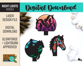 Paquete de archivos cortados con láser de luz nocturna de caballo (solo archivo digital)