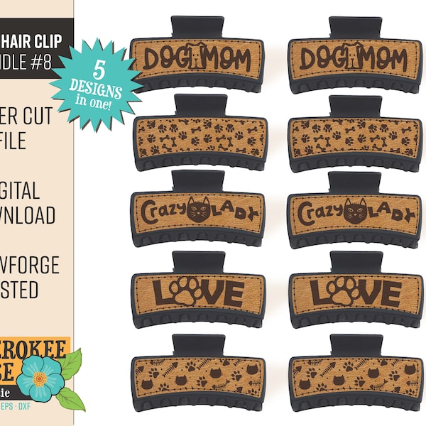 Dog & Cat Hair Clip svg Design Bundle #8 - Multiple Designs - Large Hair Clip svg - Digital Laser File - PDF - SVG [Digital File Only]