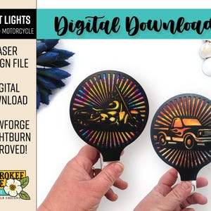 Hot Rod & Motorcycle Night Light Bundle - Truck svg - Motorcycle svg - Laser Cut Nightlight - Laser Cut File [Digital File Only]