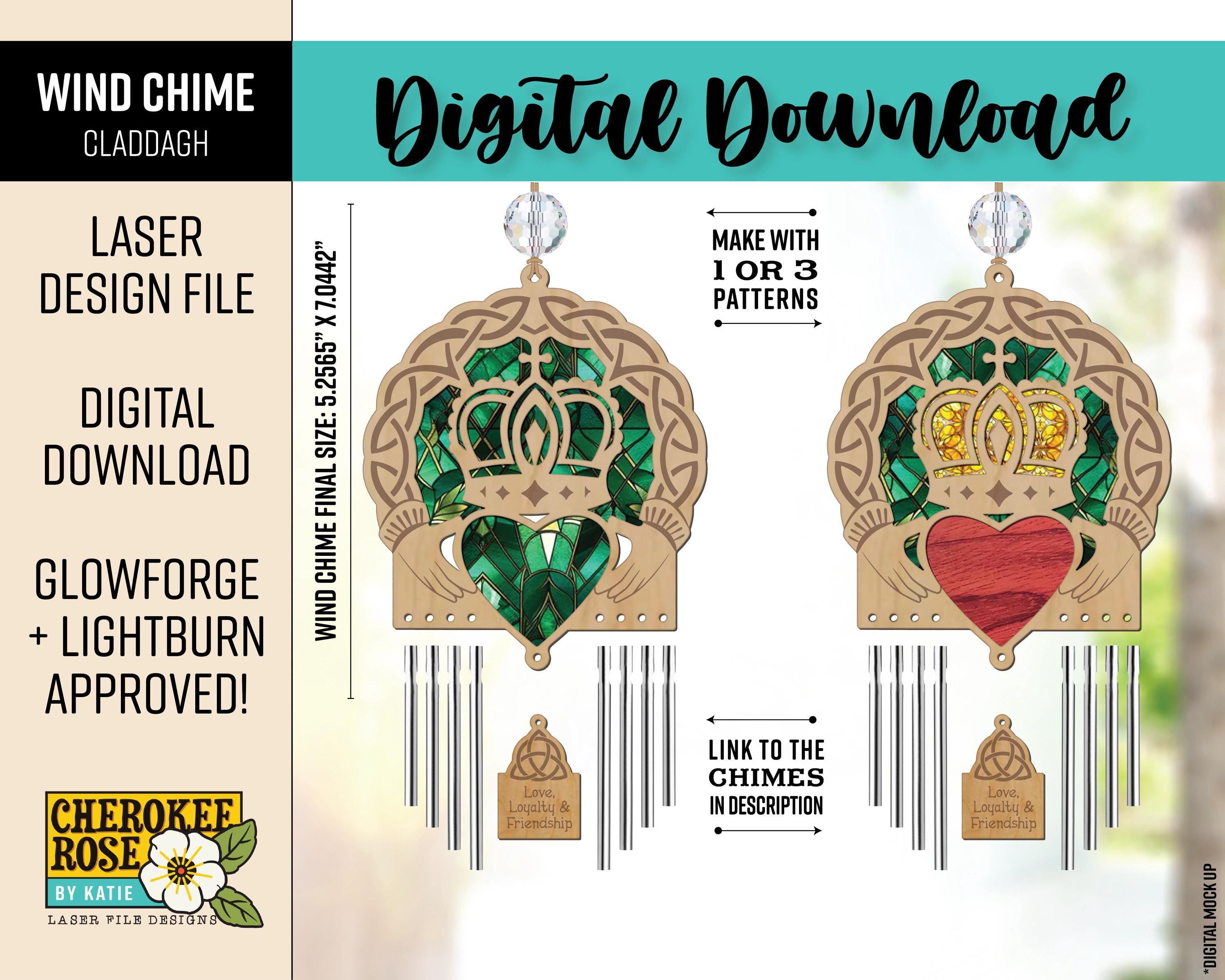 St. Patrick's Day Claddagh Wind Chime Sun Catcher Laser File - Irish Blessing Wind Chime svg - Laser Cut File - Digital File Only