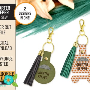 Archivo de diseño de llavero Quarter Keeper- Llavero de cuero svg - Llavero portamonedas - Archivo láser - PDF - SVG [Solo archivo digital]