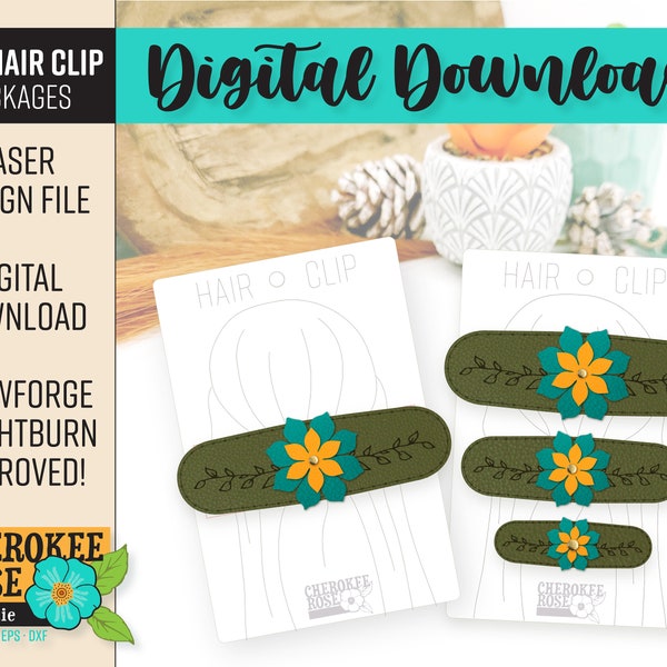 Flat Hair Clip Packages - Hair Clip Display - Laser Cut Paper Packaging - 2 Options - 4 x 6 - Laser File - PDF - SVG [Digital File Only]