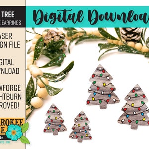 String Lights Tree Earrings SVG Laser File (Digital File Only)