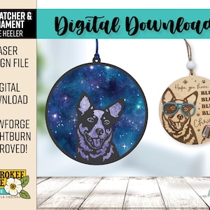 Blue Heeler Suncatcher Ornament Laser Cut File (PDF, SVG) Digital Download