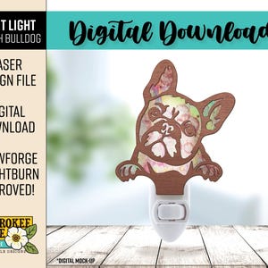 French Bulldog Night Light  - Frenchie Dog Breed svg - Laser Cut Nightlight - Laser Cut File [Digital File Only]