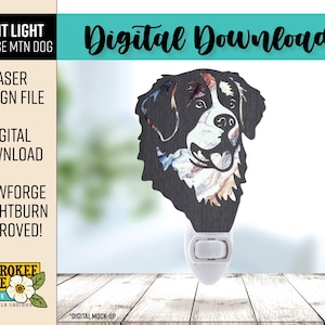 Bernese Mountain Dog Night Light  - Dog Breed Night Light svg - Laser Cut Nightlight - Laser Cut File [Digital File Only]