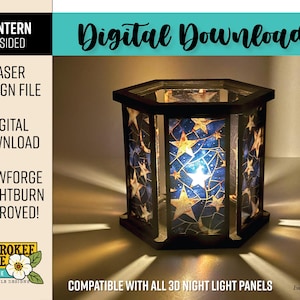 Laser Cut 6-Sided Lantern File: 3D Night Light SVG, PDF (Digital File Only)