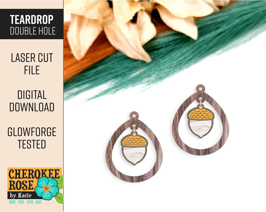 Teardrop Double Hole Earring Design File Fall Earrings Etsy