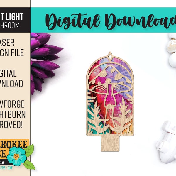 Mushroom Night Light - Mushroom Forest svg - Cottage Core - Laser Cut Nightlight - Universal Tab Design - Laser Cut File [Digital File Only]